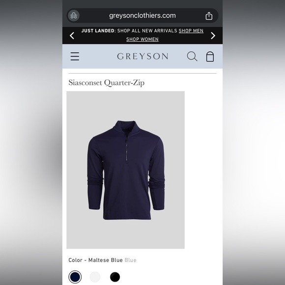 Men’s Greyson Siasconset Quarter-Zip - Maltese Blue - Small - Picture 2 of 7